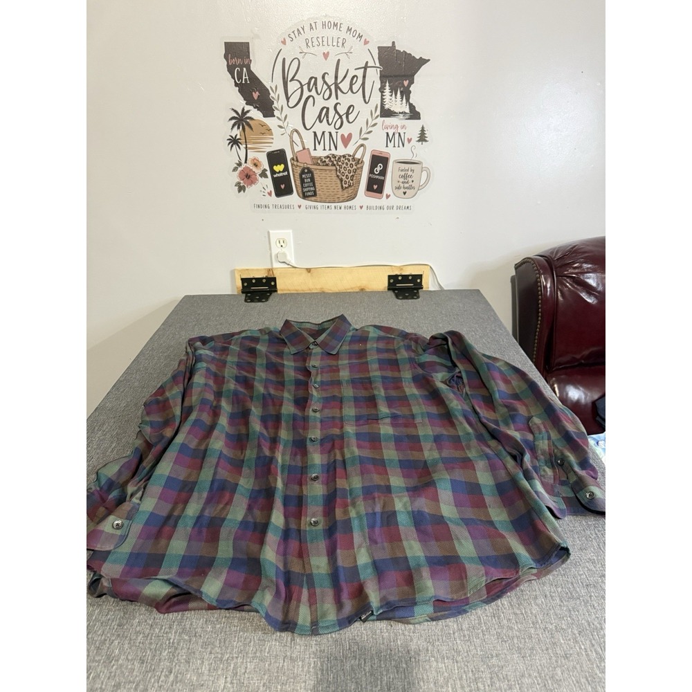 Neiman Marcus Exclusive Men's L Plaid Flannel Button-Up Shirt L/S 100% Cotton